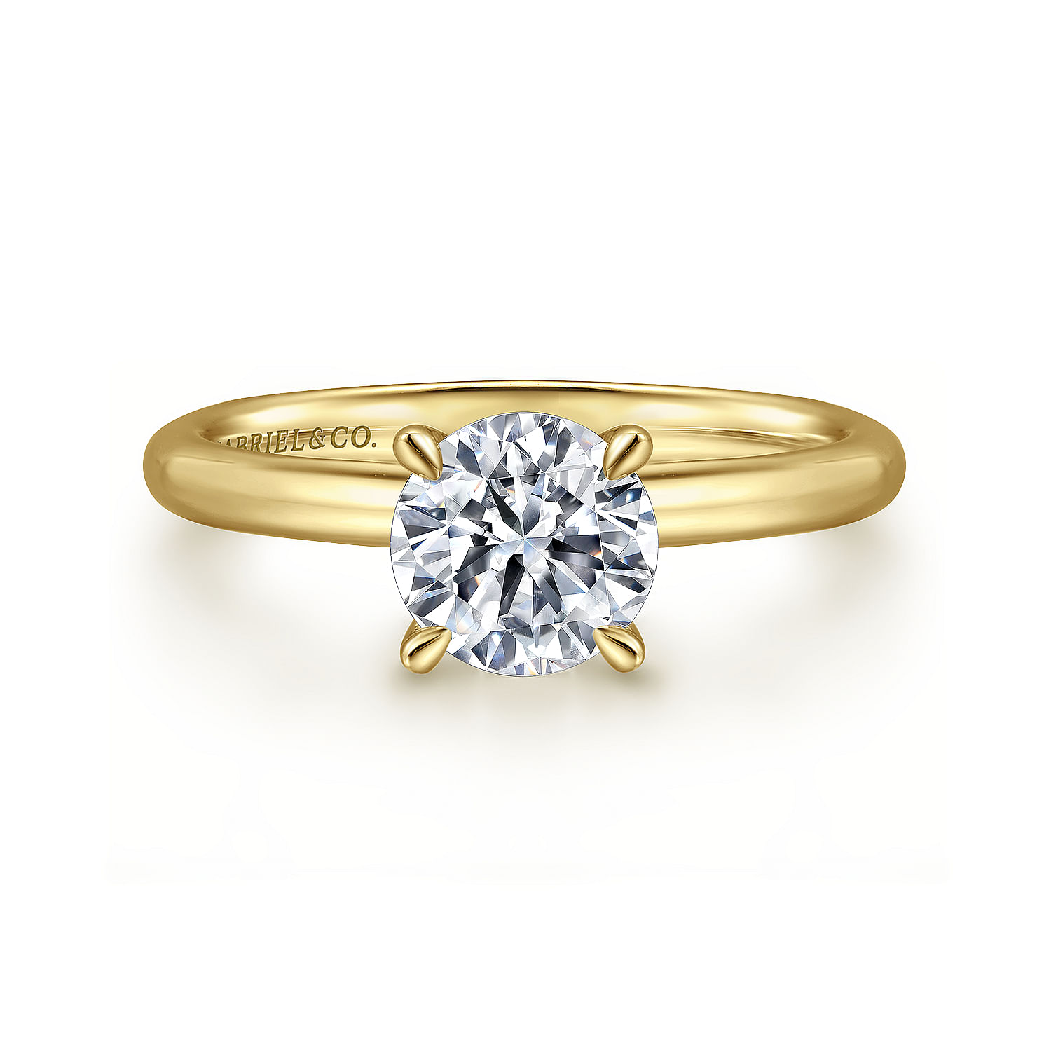 14K Yellow Gold Round Solitaire Engagement Ring