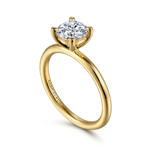 14K Yellow Gold Round Solitaire Engagement Ring