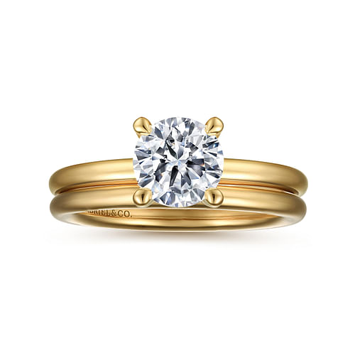 14K Yellow Gold Round Solitaire Engagement Ring