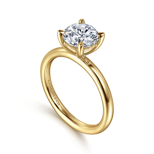 14K Yellow Gold Round Solitaire Engagement Ring