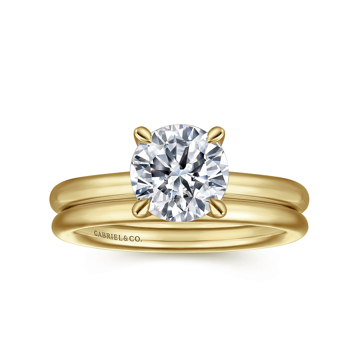14K Yellow Gold Round Solitaire Engagement Ring