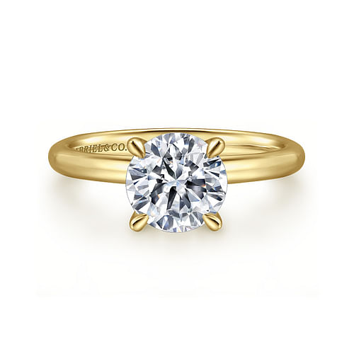 14K Yellow Gold Round Solitaire Engagement Ring