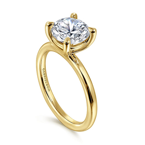 14K Yellow Gold Round Solitaire Engagement Ring