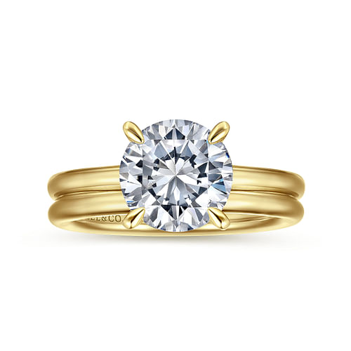 14K Yellow Gold Round Solitaire Engagement Ring