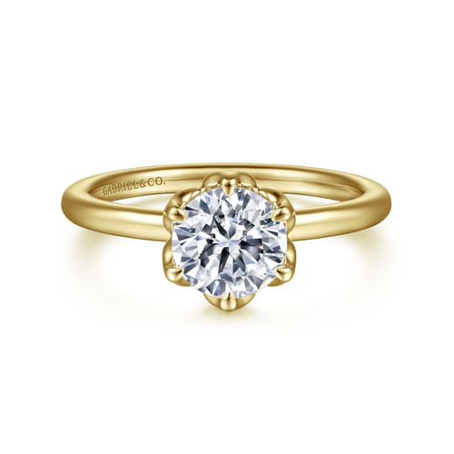 14K Yellow Gold Round Solitaire Engagement Ring