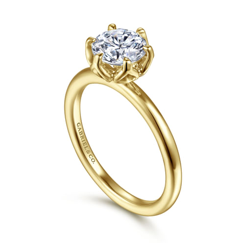 14K Yellow Gold Round Solitaire Engagement Ring