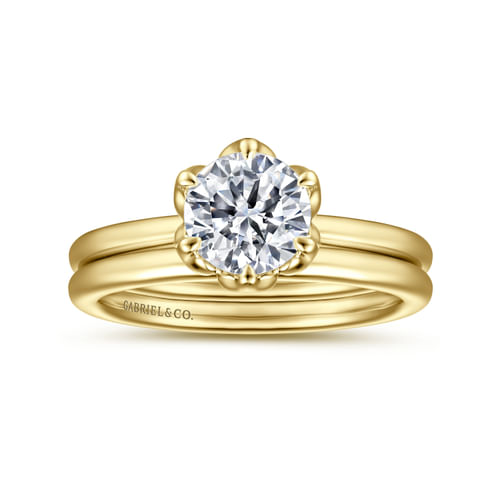 14K Yellow Gold Round Solitaire Engagement Ring