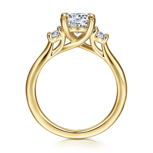 14K Yellow Gold Round Three Stone Diamond Engagement Ring