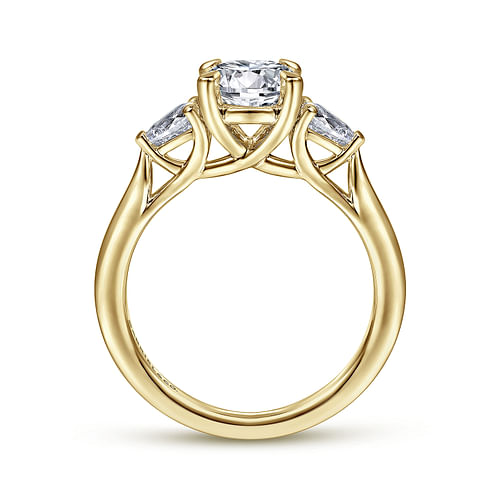 14K Yellow Gold Round Three Stone Diamond Engagement Ring