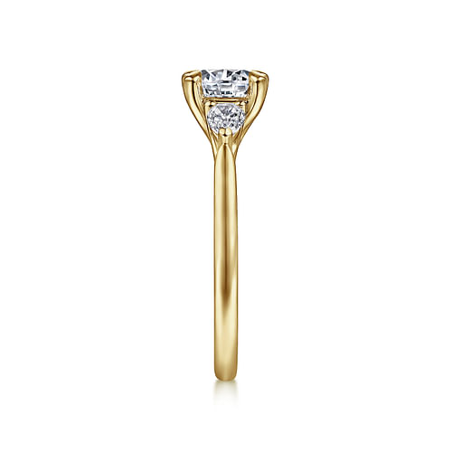 14K Yellow Gold Round Three Stone Diamond Engagement Ring