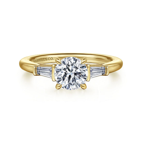Gabriel - 14K Yellow Gold Round Three Stone Diamond Engagement Ring
