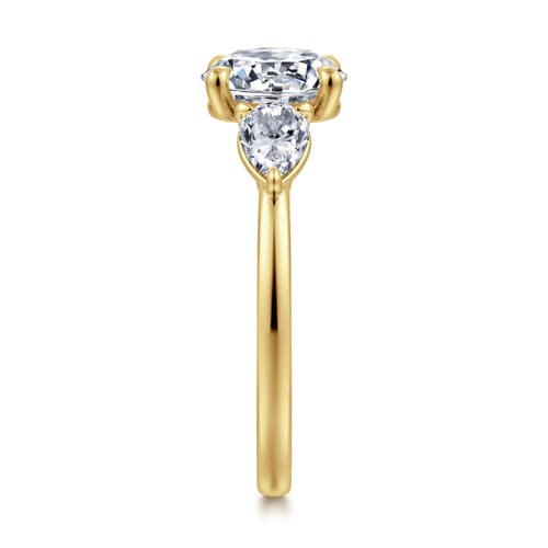 14K Yellow Gold Round Three Stone Diamond Engagement Ring