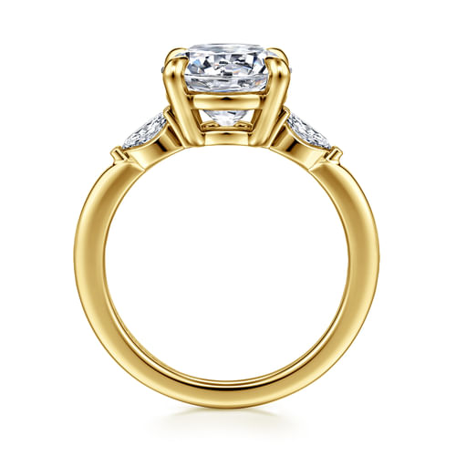 14K Yellow Gold Round Three Stone Diamond Engagement Ring