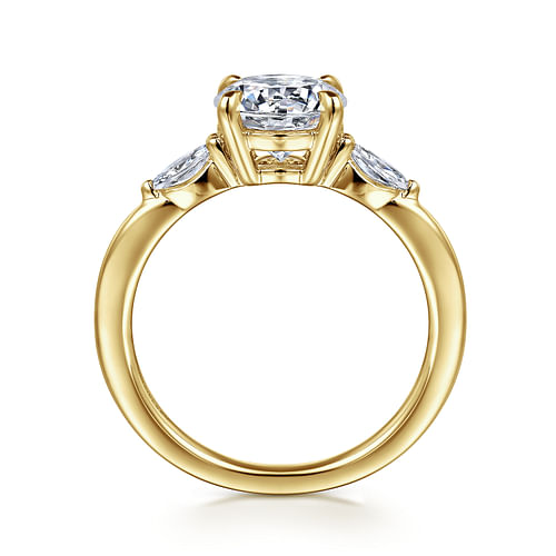 14K Yellow Gold Round Three Stone Diamond Engagement Ring