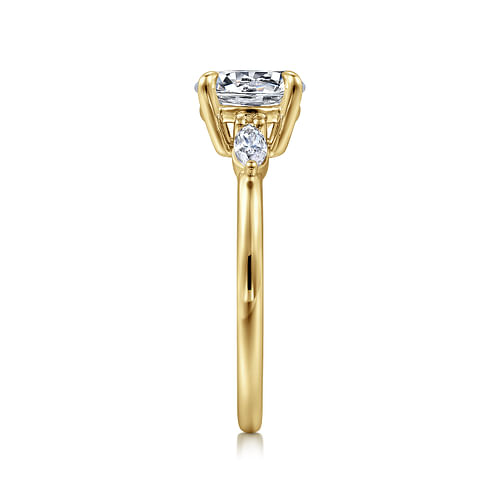 14K Yellow Gold Round Three Stone Diamond Engagement Ring
