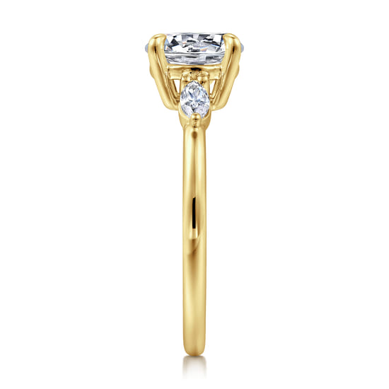 14K Yellow Gold Round Three Stone Diamond Engagement Ring angle 5