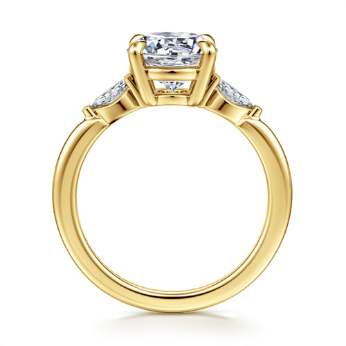14K Yellow Gold Round Three Stone Diamond Engagement Ring