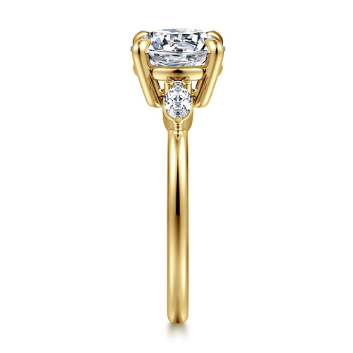 14K Yellow Gold Round Three Stone Diamond Engagement Ring