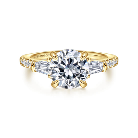 Gabriel - 14K Yellow Gold Round Three Stone Diamond Engagement Ring Gabriel - 14K Yellow Gold Round Three Stone Diamond Engagement Ring