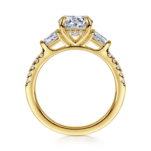14K Yellow Gold Round Three Stone Diamond Engagement Ring