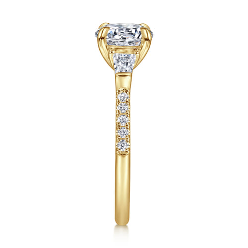 14K Yellow Gold Round Three Stone Diamond Engagement Ring