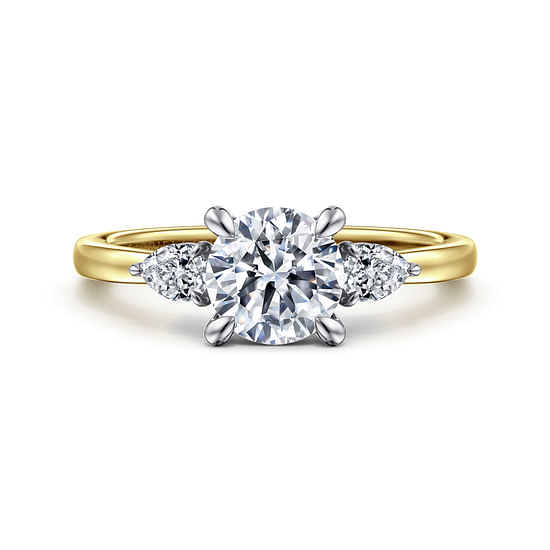 Gabriel - 14K Yellow Gold Round Three Stone Diamond Engagement Ring