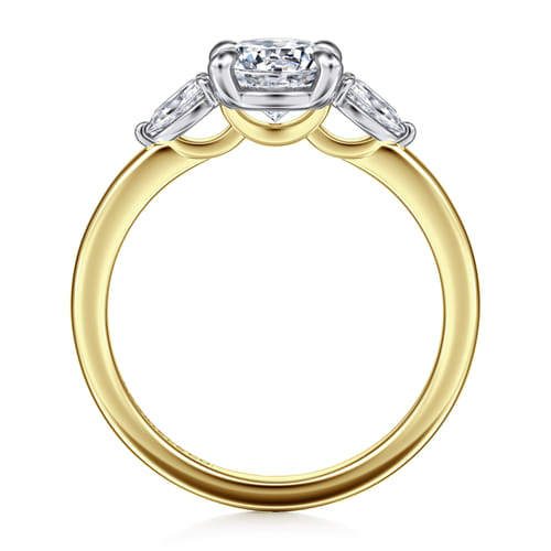 14K Yellow Gold Round Three Stone Diamond Engagement Ring