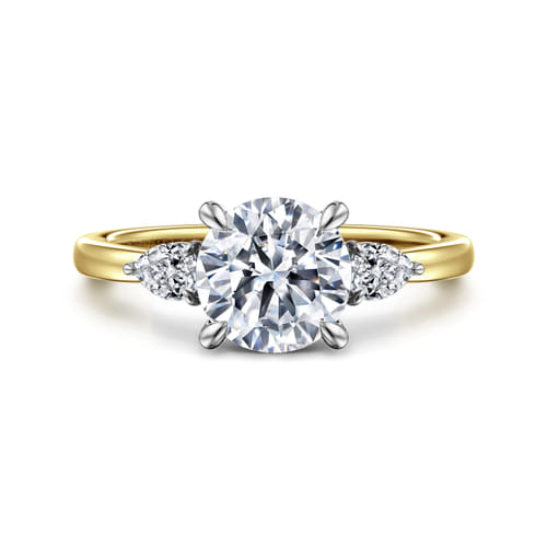 14K Yellow Gold Round Three Stone Diamond Engagement Ring