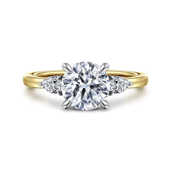 Gabriel - 14K Yellow Gold Round Three Stone Diamond Engagement Ring