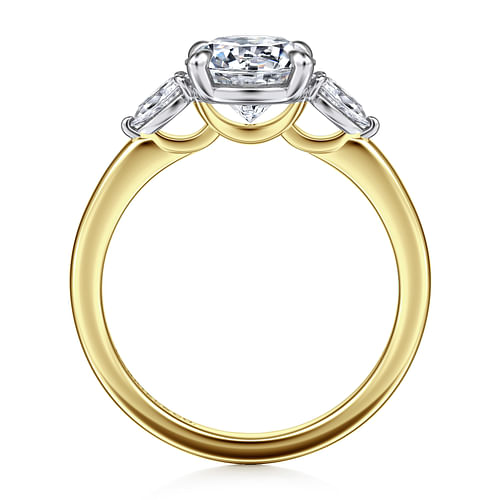 14K Yellow Gold Round Three Stone Diamond Engagement Ring