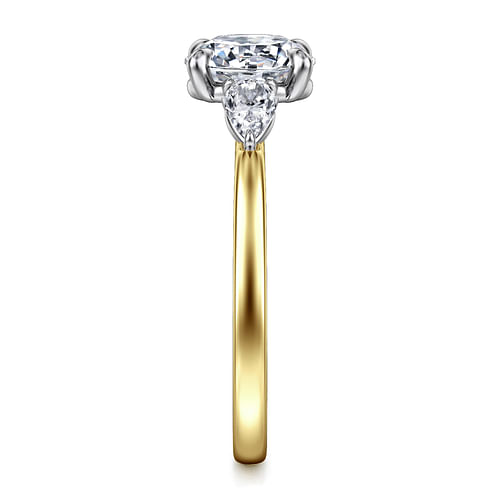 14K Yellow Gold Round Three Stone Diamond Engagement Ring