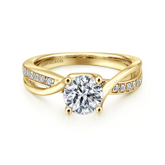 Gabriel - 14K Yellow Gold Round Twisted Diamond Engagement Ring