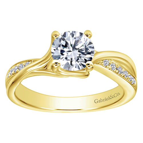 14K Yellow Gold Round Twisted Diamond Engagement Ring