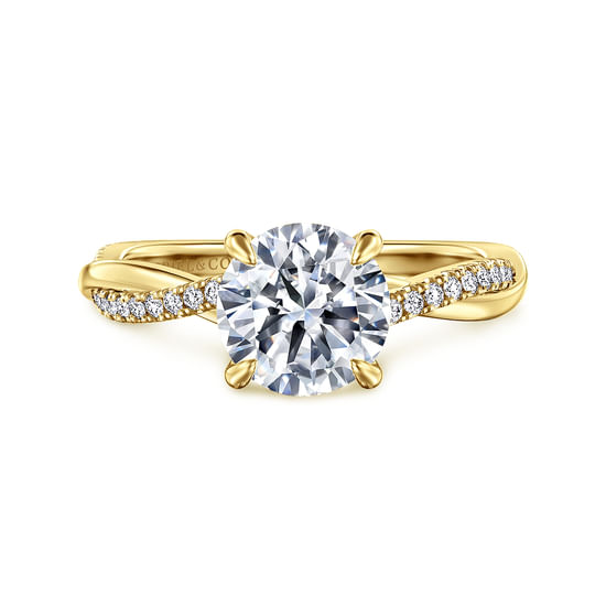 Gabriel - 14K Yellow Gold Round Twisted Diamond Engagement Ring