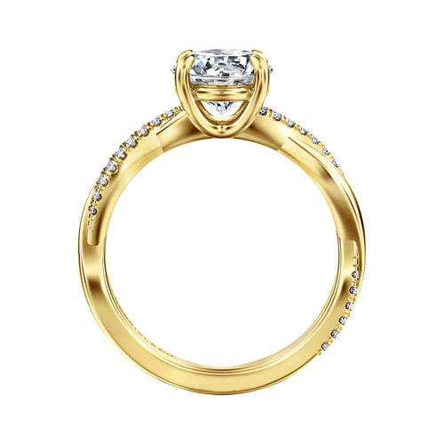 14K Yellow Gold Round Twisted Diamond Engagement Ring