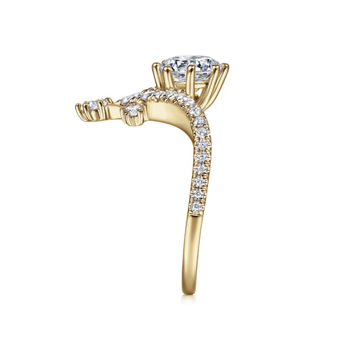 14K Yellow Gold Round V Shape Diamond Engagement Ring