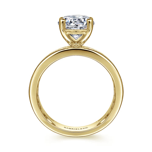 14K Yellow Gold Round Wide Band Diamond Engagement Ring 14K Yellow Gold Round Wide Band Diamond Engagement Ring