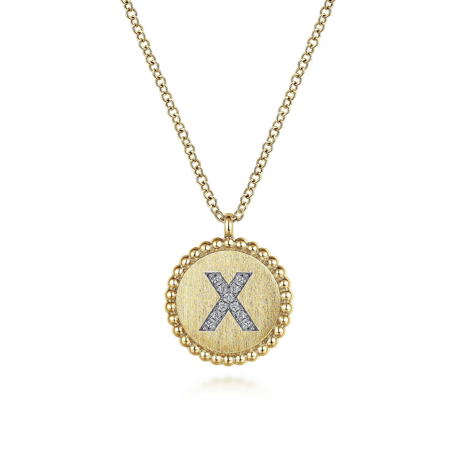 Gabriel - 14K Yellow Gold Round X Initial Pendant Necklace with Diamonds