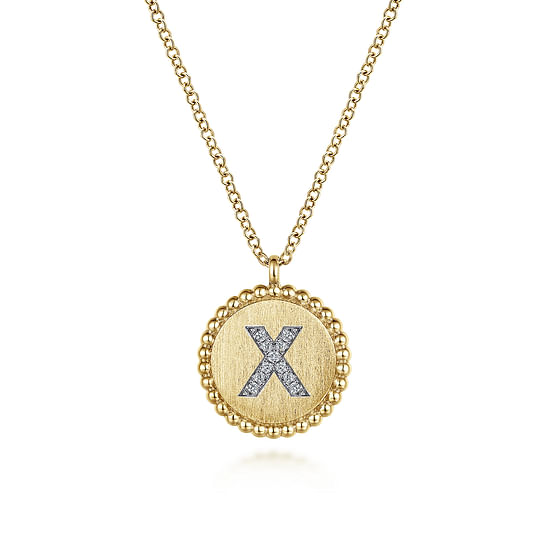 Gabriel - 14K Yellow Gold Round X Initial Pendant Necklace with Diamonds