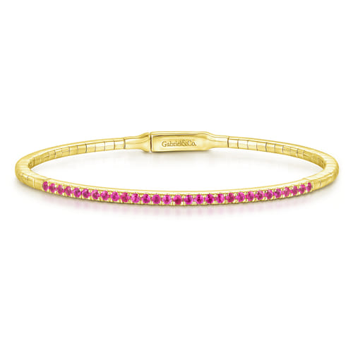 14K Yellow Gold Ruby Bangle