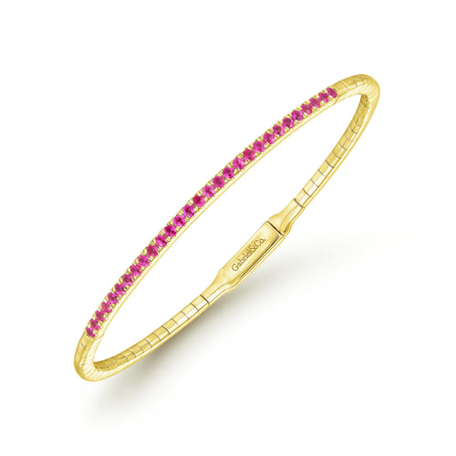 14K Yellow Gold Ruby Bangle
