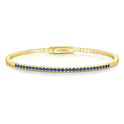 14K Yellow Gold Sapphire Bangle