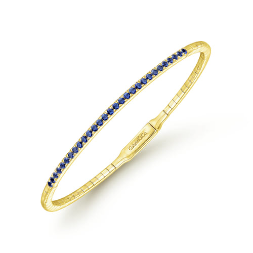 14K Yellow Gold Sapphire Bangle