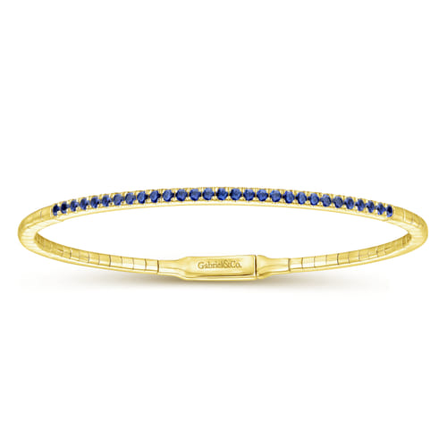 14K Yellow Gold Sapphire Bangle