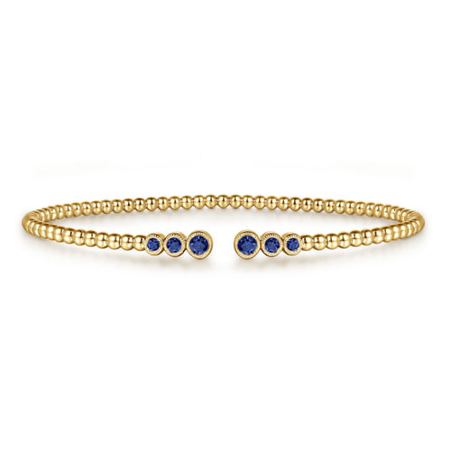 14K Yellow Gold Sapphire Bangle