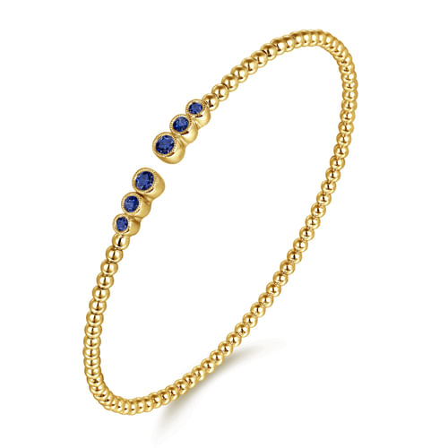 14K Yellow Gold Sapphire Bangle