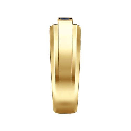 14K Yellow Gold Sapphire Men's Ring in Sand Blast Finish