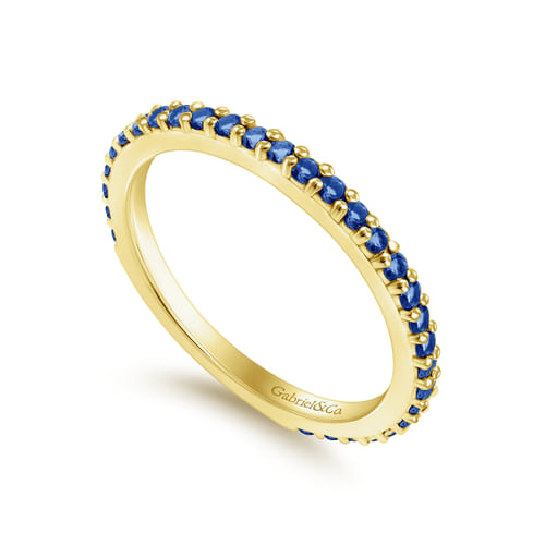14K Yellow Gold Sapphire Stackable Ladies Ring