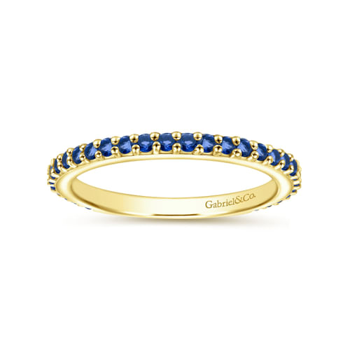 14K Yellow Gold Sapphire Stackable Ladies Ring