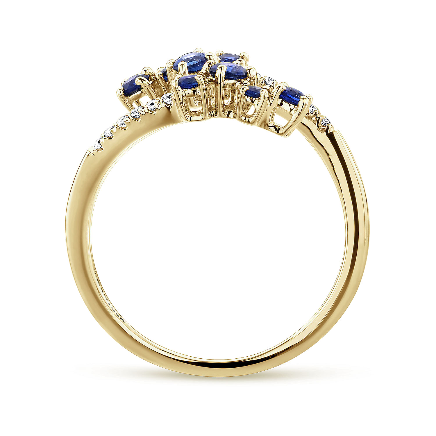 14K Yellow Gold Sapphire and Diamond Open Wrap Ring